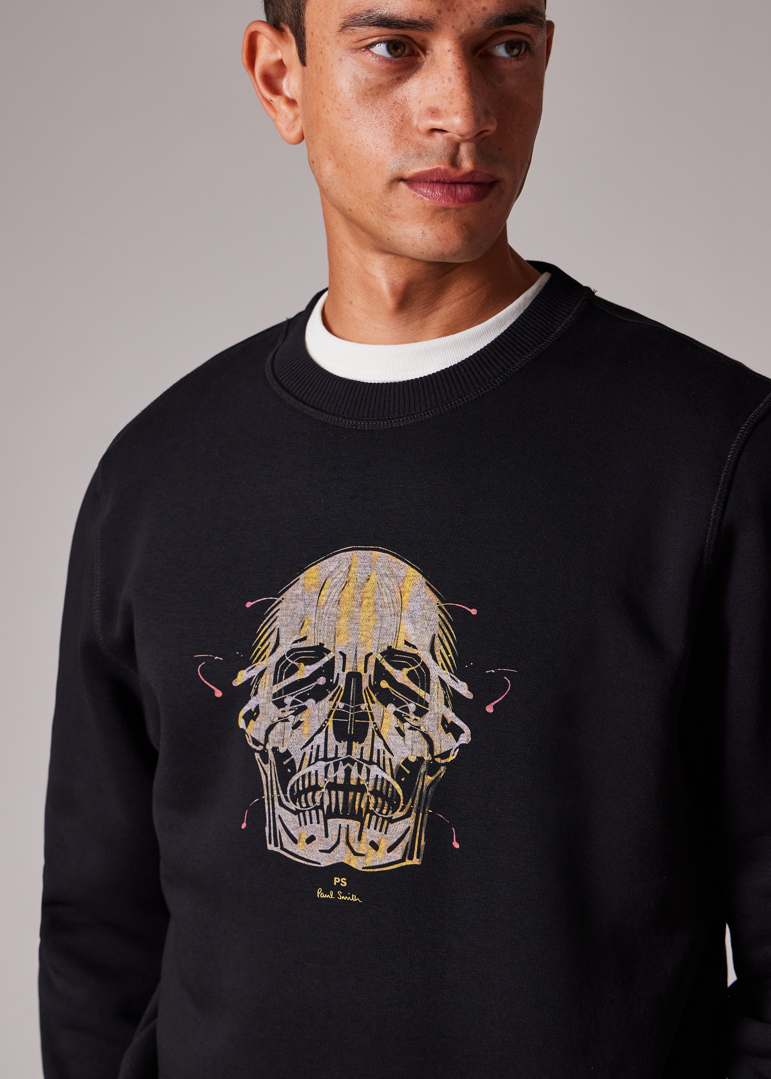 Black 'Painted Skull' Print Sweatshirt - 4