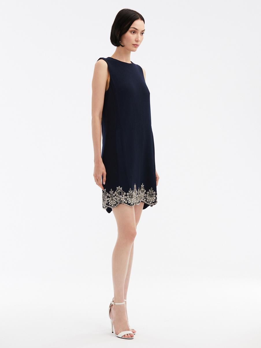 SLEEVELESS CRYSTAL SCALLOP SHIFT DRESS - 3