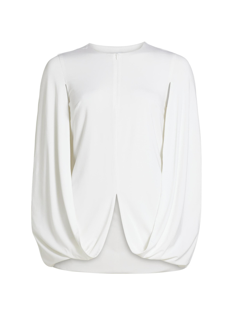 Women's Draped Round-Neck Cape Top - White 1