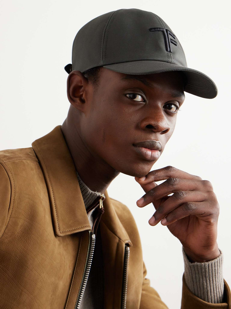 TOM FORD Leather-Trimmed Logo-Embroidered Cotton-Canvas Baseball Cap outlook