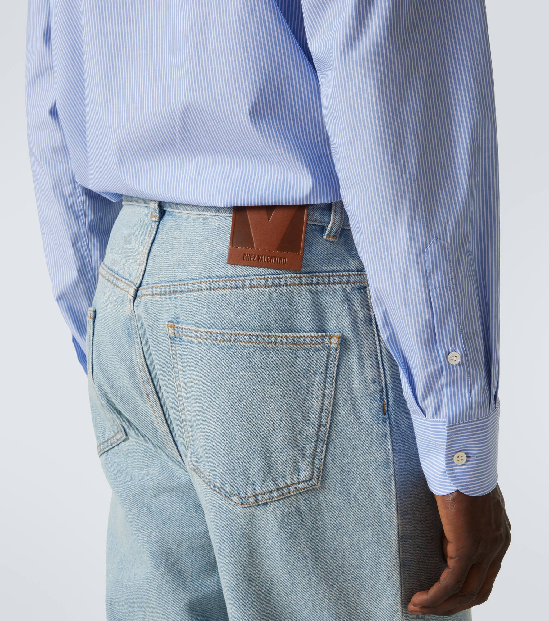 Jacquard-trimmed wide-leg jeans - 6