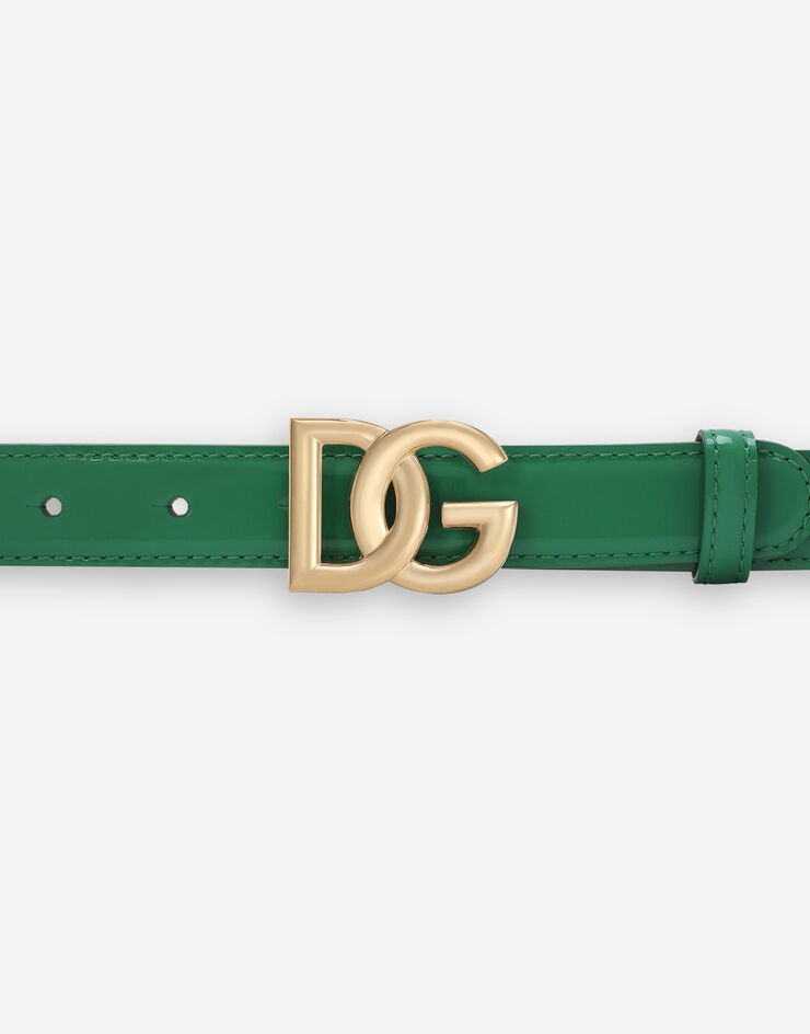 Polished calfskin belt with DG logo - 3