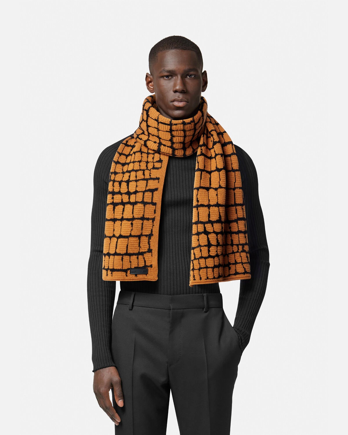 Croc-Effect Chenille Jacquard Scarf - 3