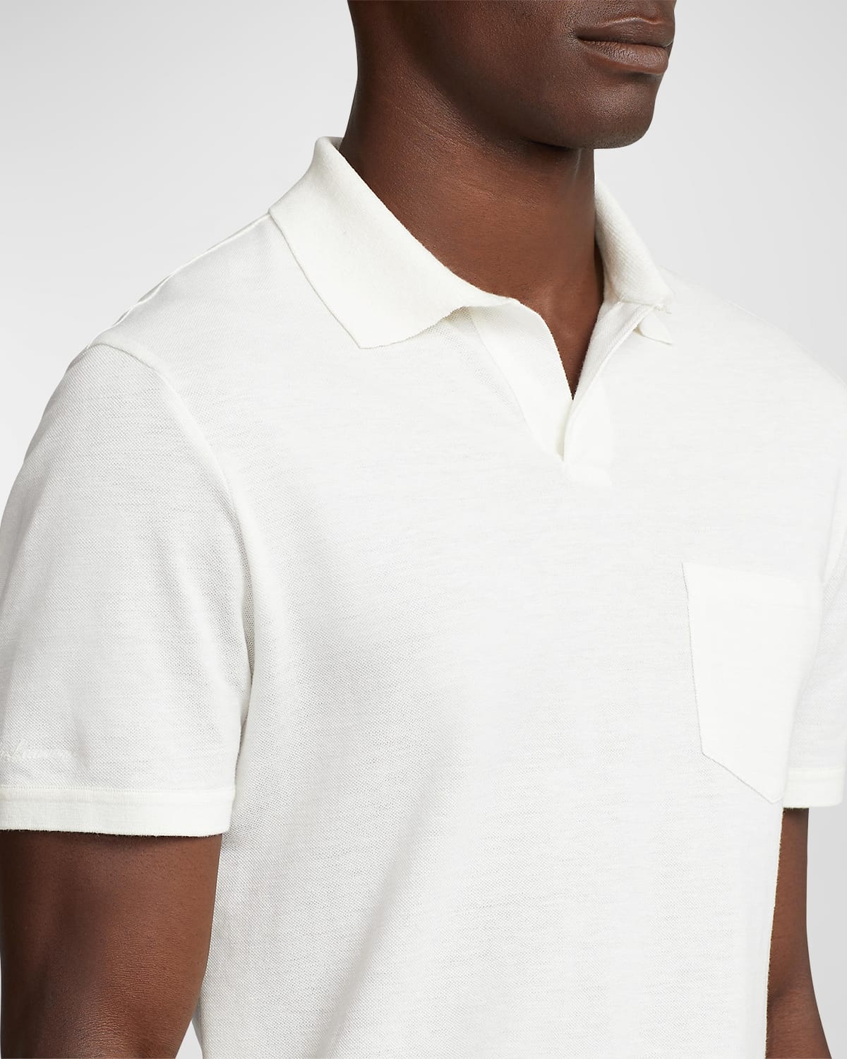 Men's Slim-Fit Cotton Silk Linen-Blend Polo Shirt - 6