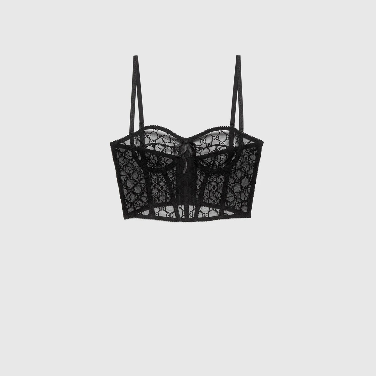 GG embroidered tulle bralette - 1