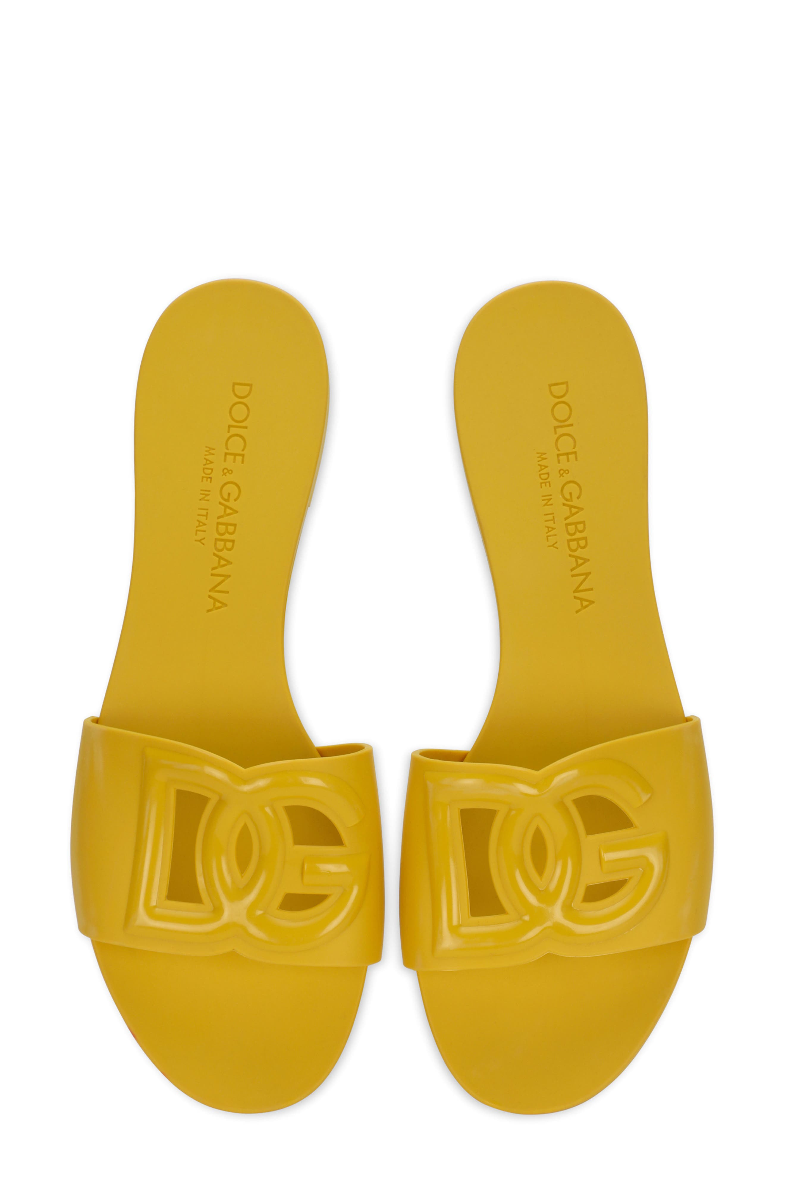 Dolce&Gabbana Bianca Interlock Slide Sandal in Yellow at Nordstrom - 3
