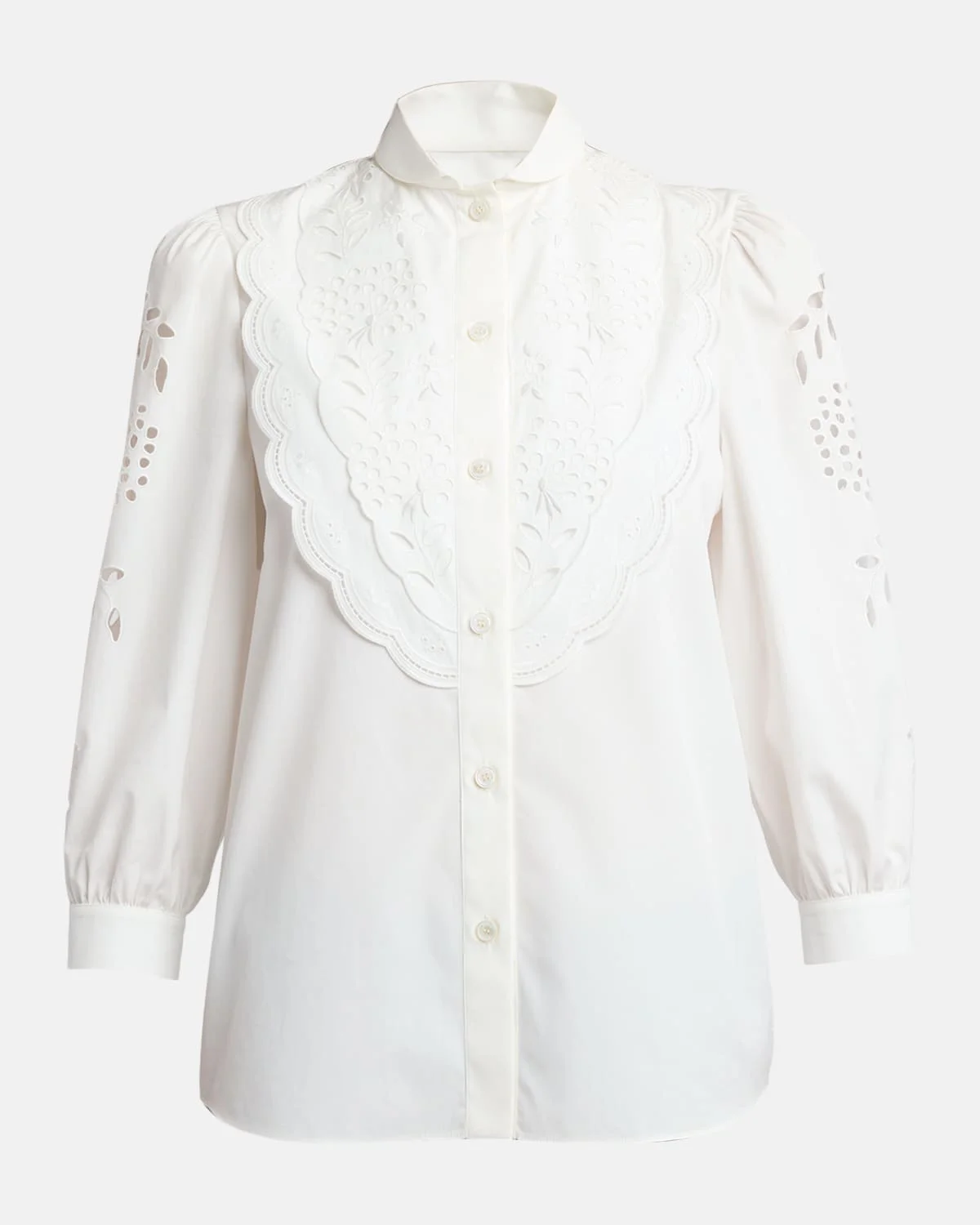 Broderie Anglaise Poplin Button-Down Shirt - 1