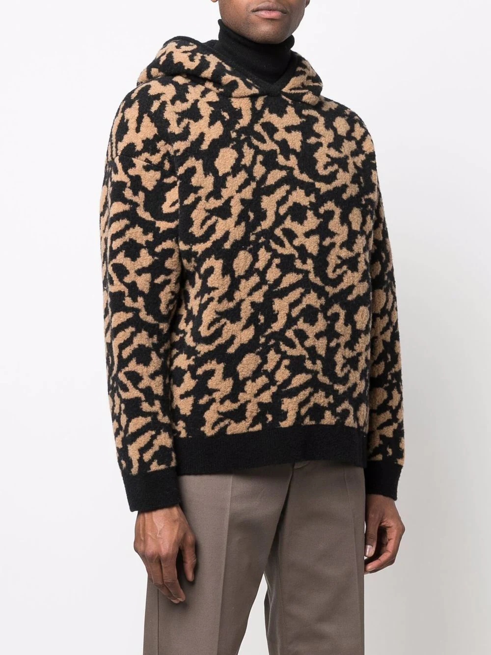 animal-print knitted hoodie - 3