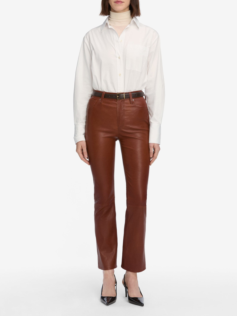 FRAME The Leather Reboot Crop in Whiskey outlook