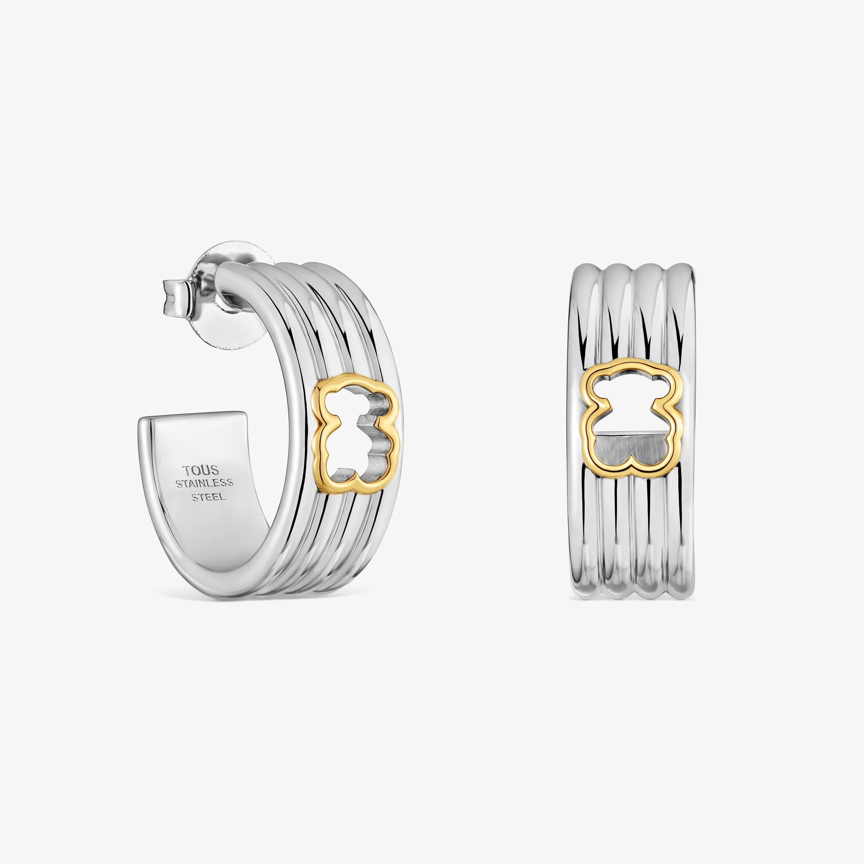 25-mm steel Hoop earrings with two-tone bear TOUS Galia - 1