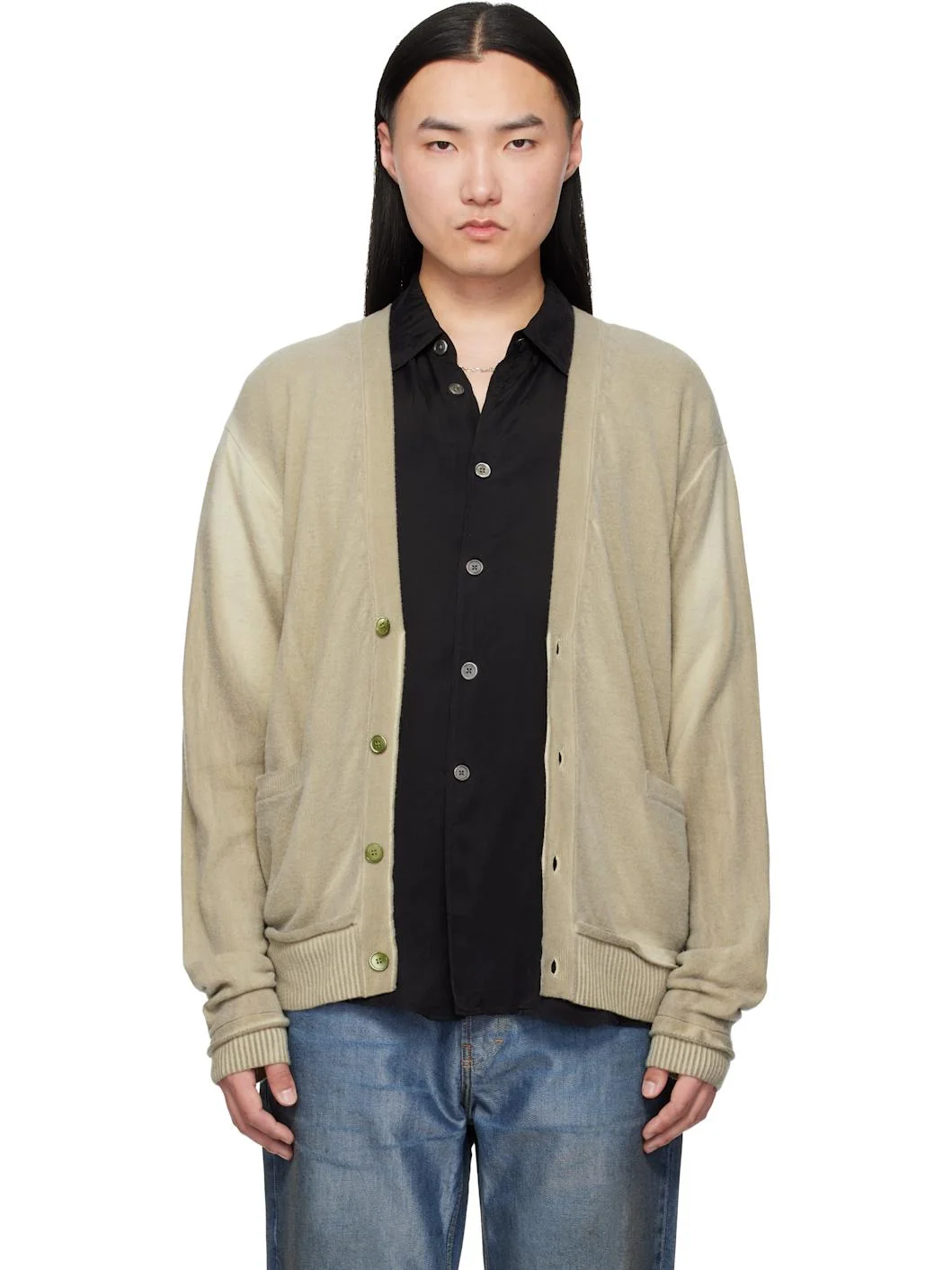 Beige Parallel Cardigan - 1