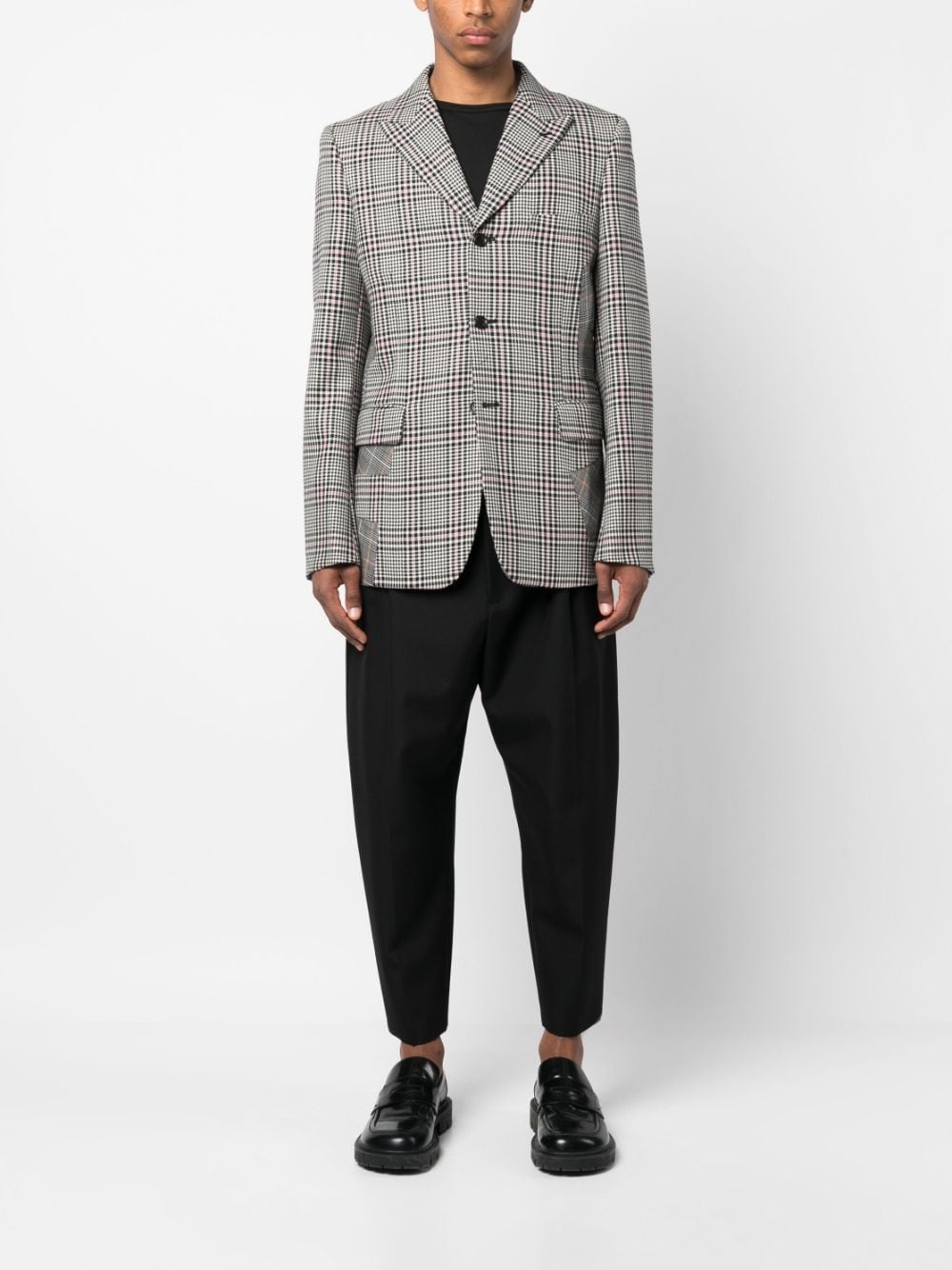 patchwork detailing checked blazer - 3