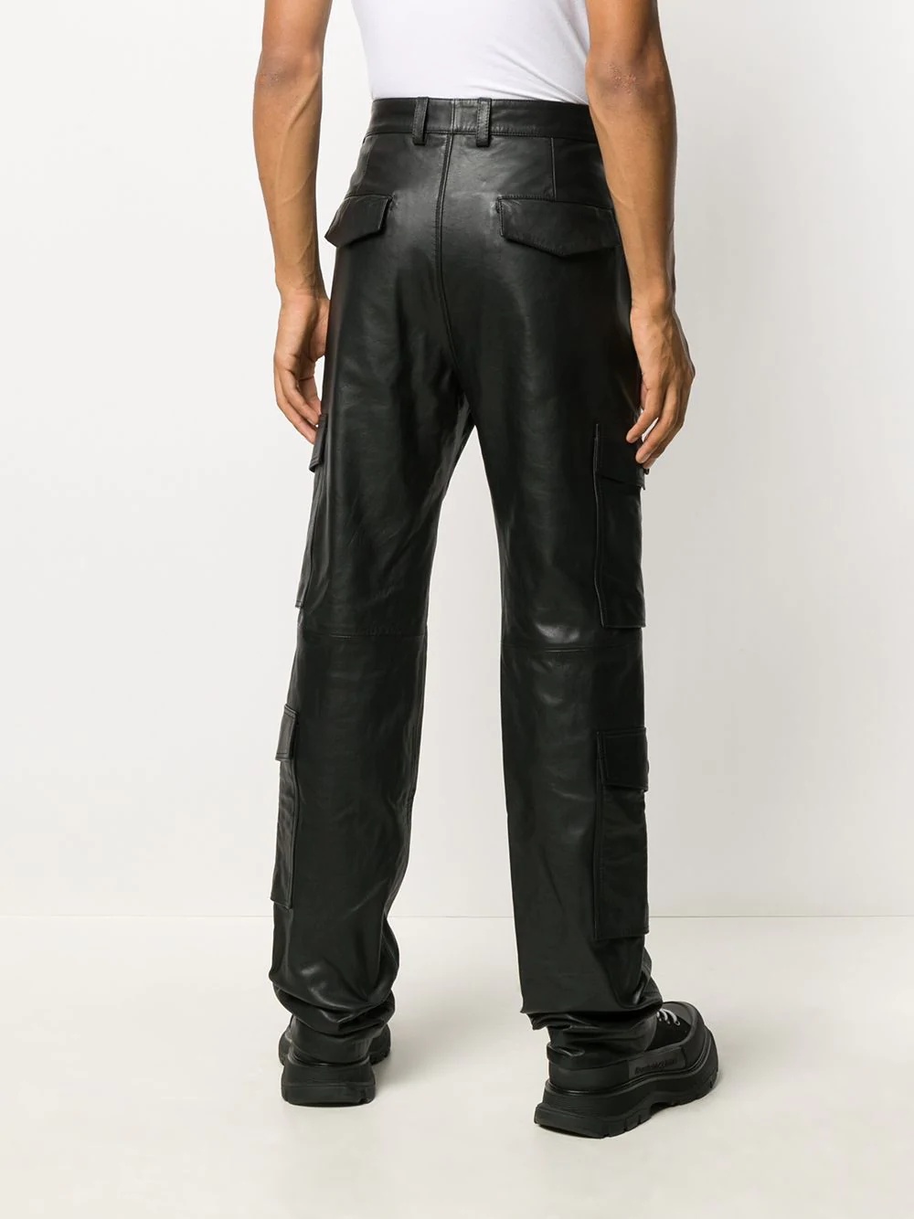 leather cargo trousers - 4