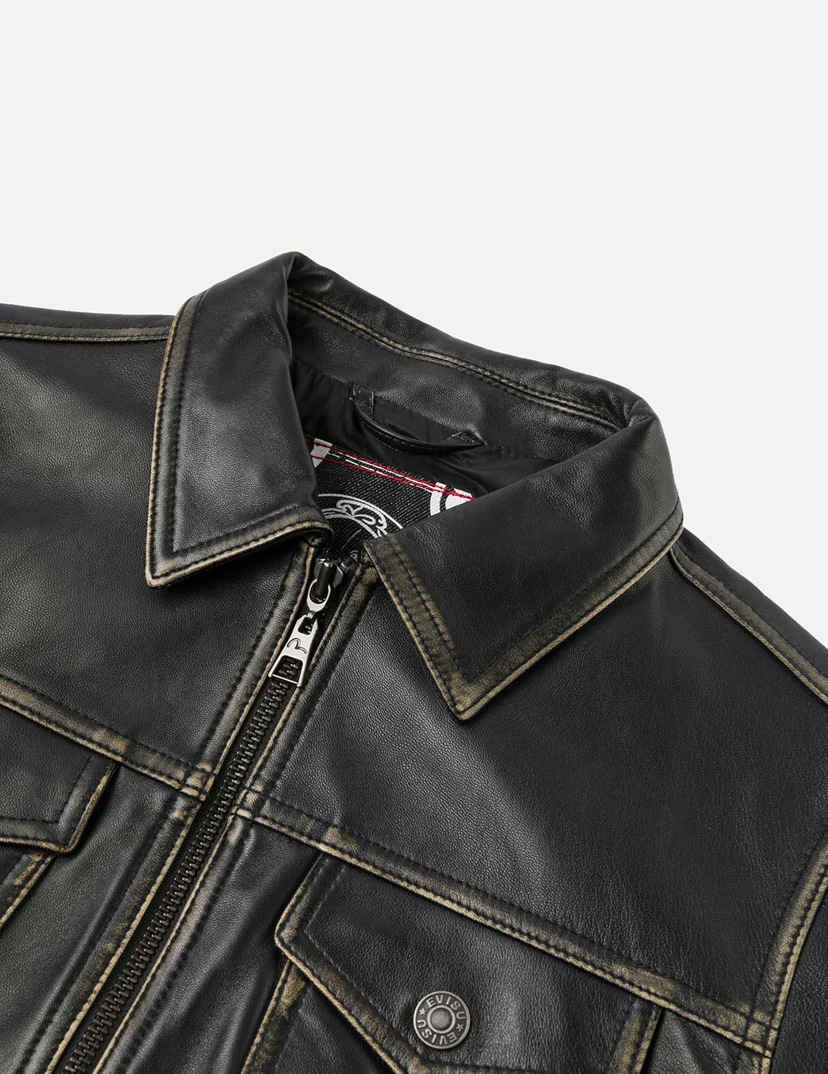 Logo Embossed Cropped Leather Jacket - 11