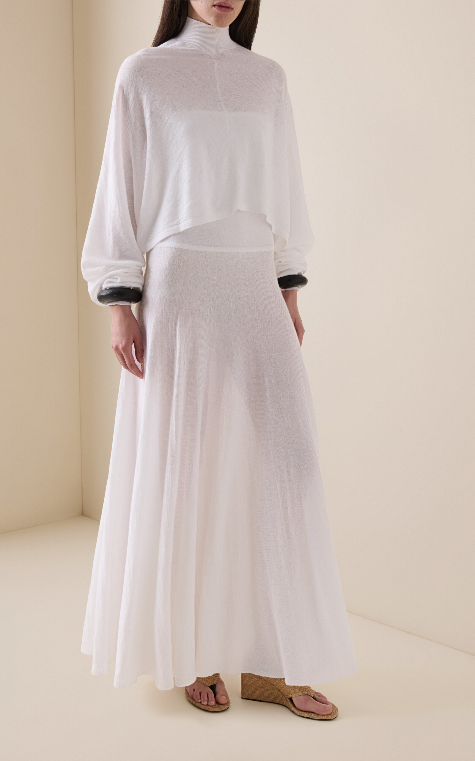 Strapless Linen Maxi Dress white - 2