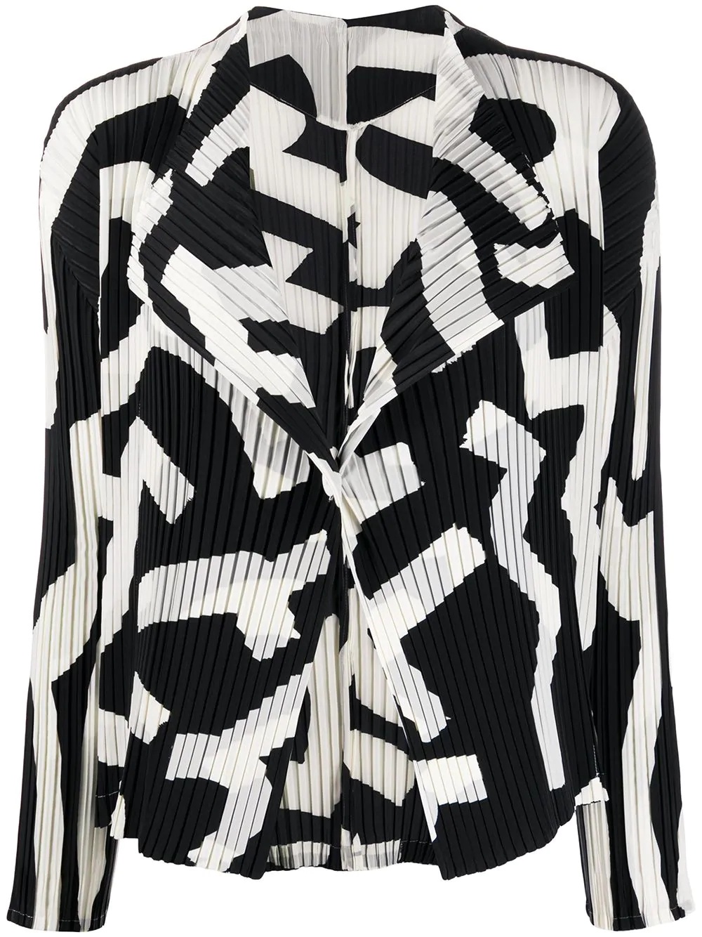 geometric print pleated jacket  - 1