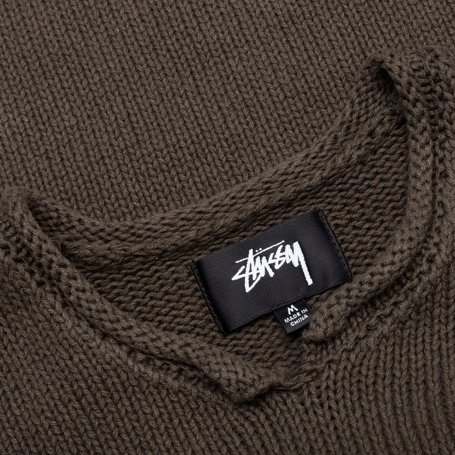 Stüssy ROLL V-NECK LOGO SWEATER - BROWN | REVERSIBLE