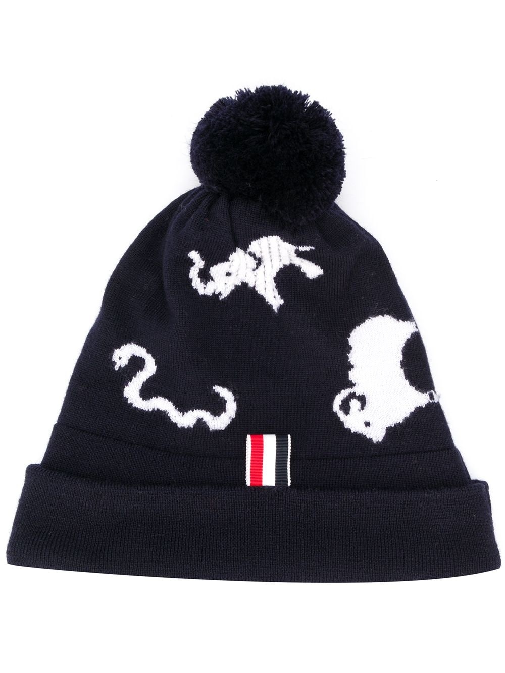 animal intarsia merino wool hat - 1