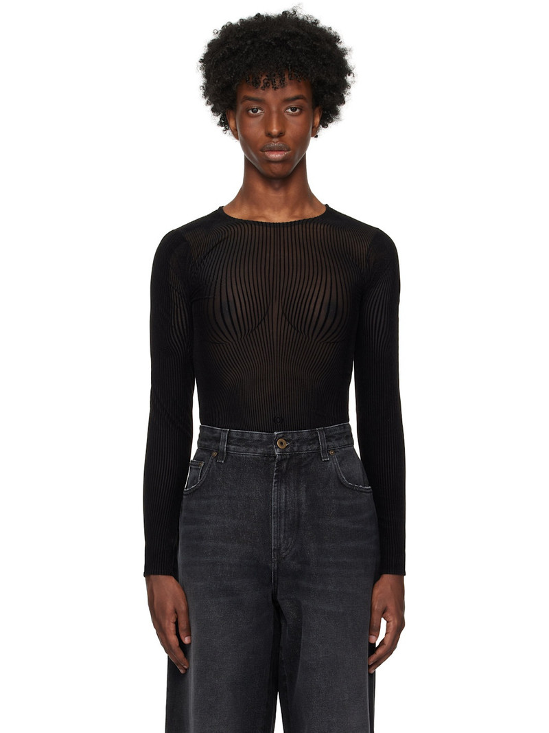 Black 'The Morphing Pinstripes' T-shirt 1