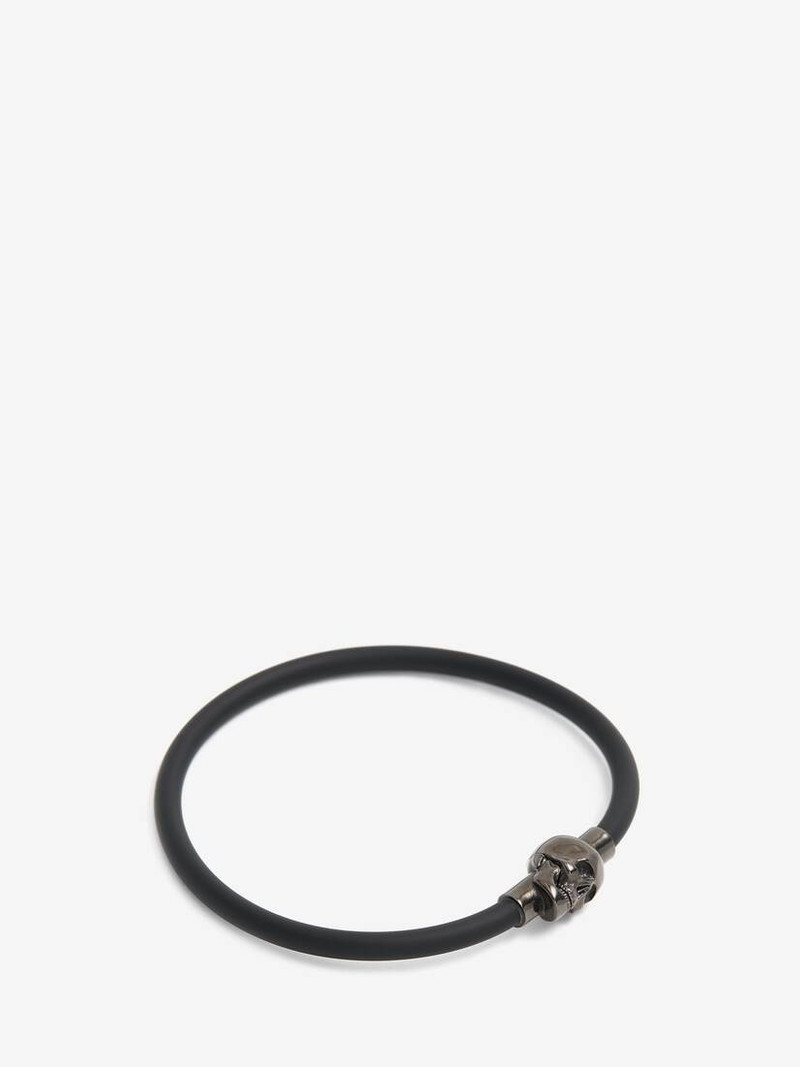 Alexander McQueen Men's Rubber Cord Skull Bracelet in Black outlook