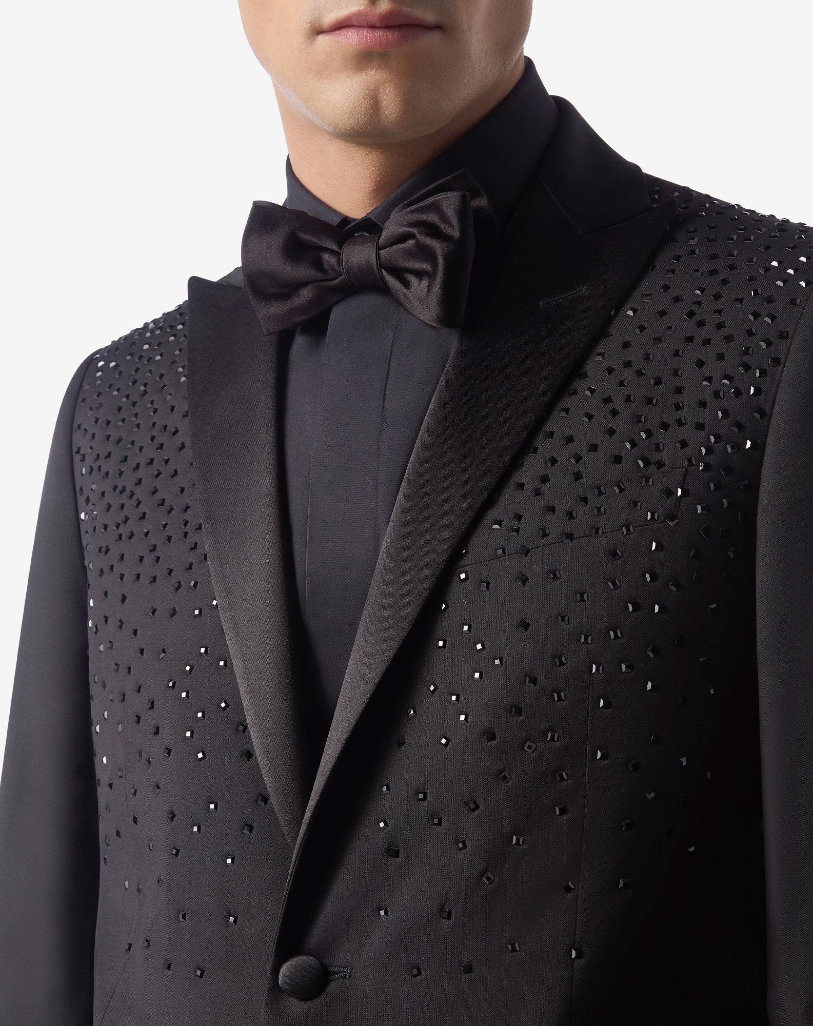 Black 130's wool tuxedo jacket - 3