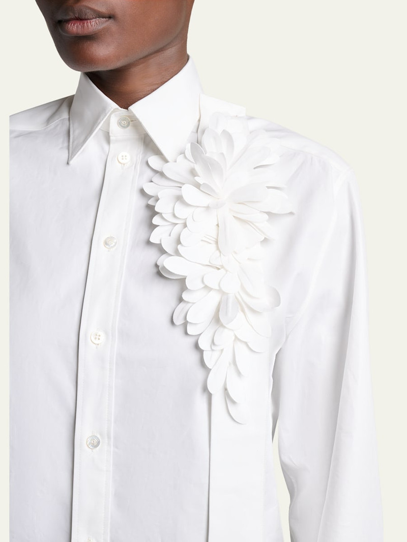 Garden Flower Cotton Poplin Button-Down Shirt 5