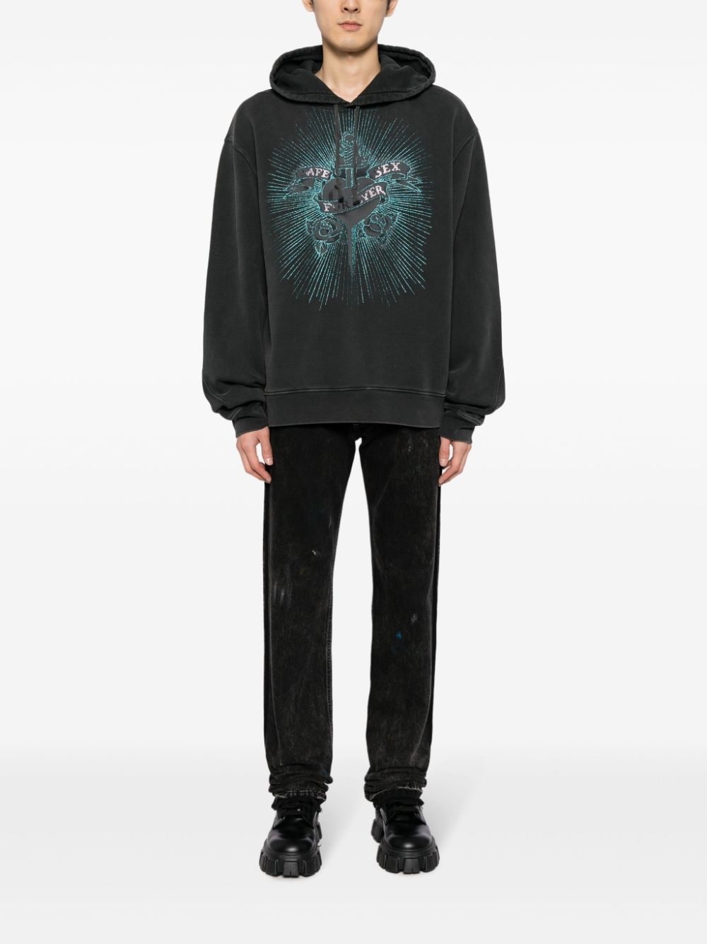 glitter-detailed cotton hoodie - 2