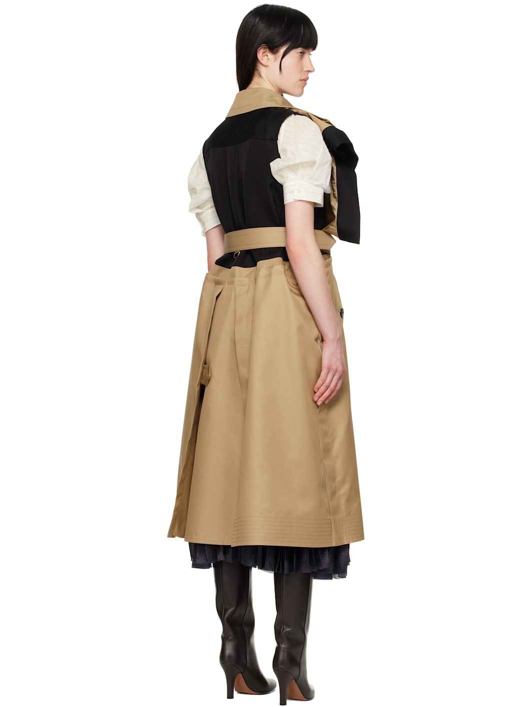 sacai Beige & Black Double-Faced Silk Cotton & Gabardine