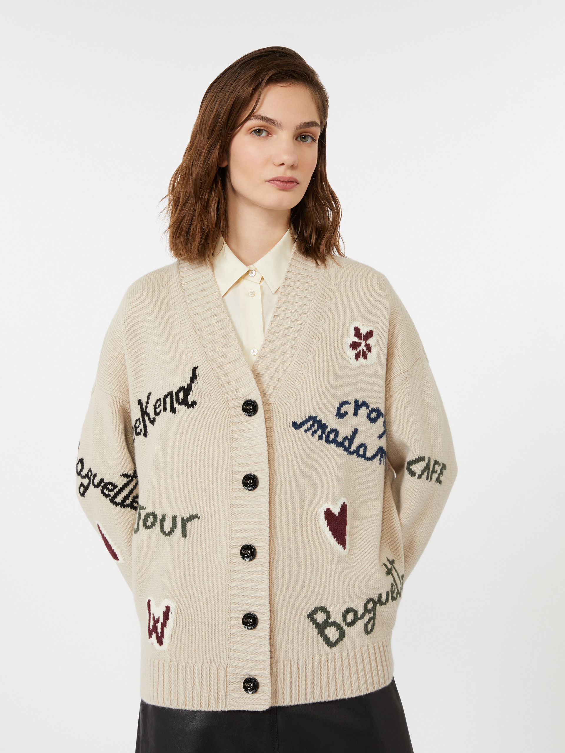 BELGIO Wool knit oversized cardigan - 5