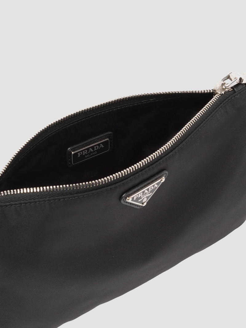 Men's Re-Nylon and Saffiano Leather Pouch - Black 3