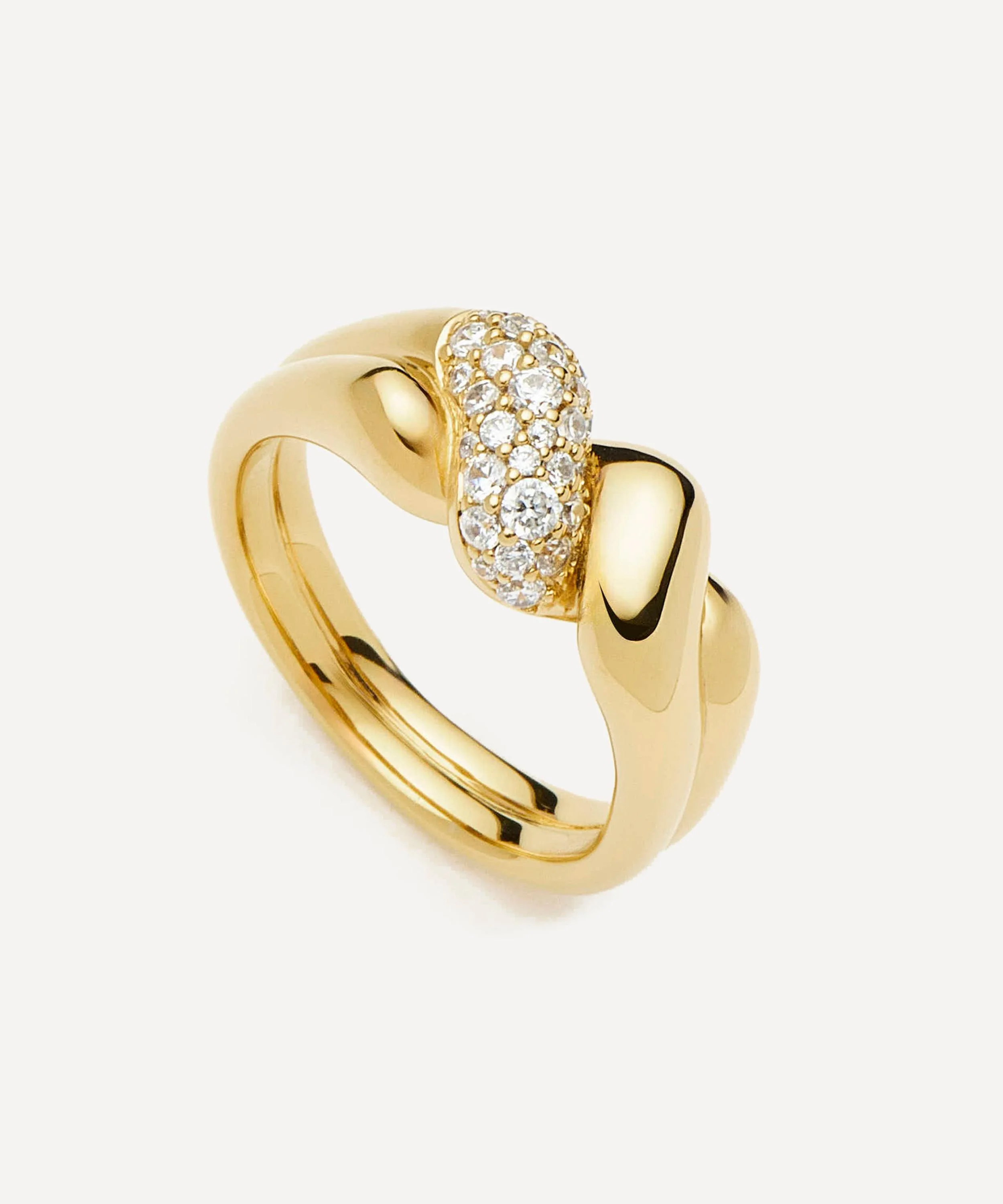 18ct Gold-Plated Molten Snow Double Statement Ring - 1