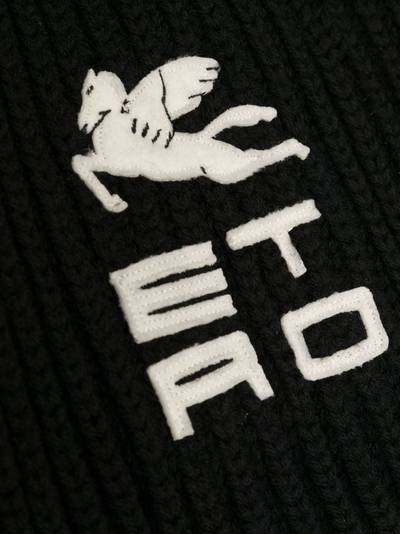 Etro appliqué-logo ribbed-knit scarf outlook