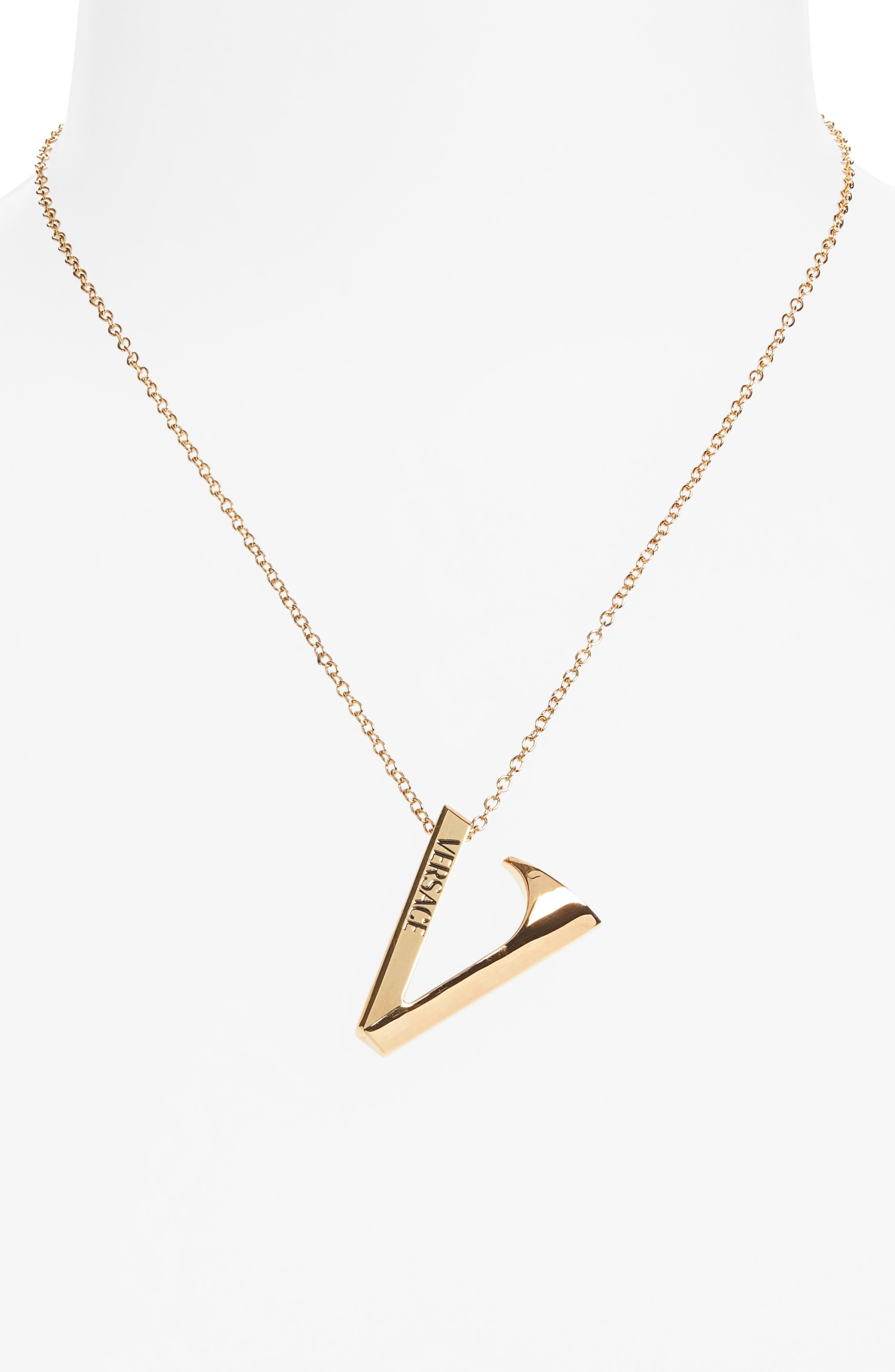 Versace Monogram Pendant Necklace in Versace Gold at Nordstrom - 2