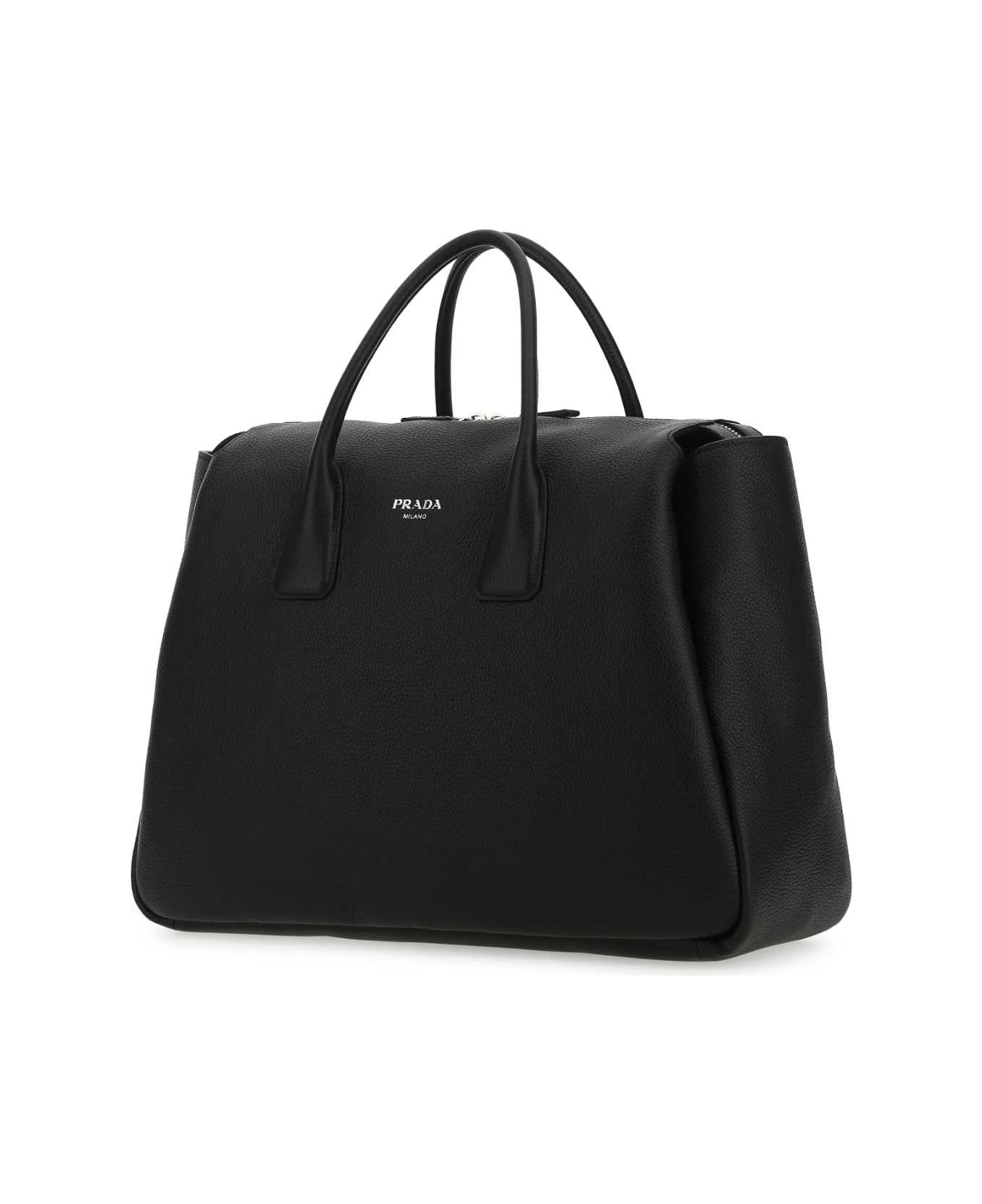 Black Leather Travel Bag - 2