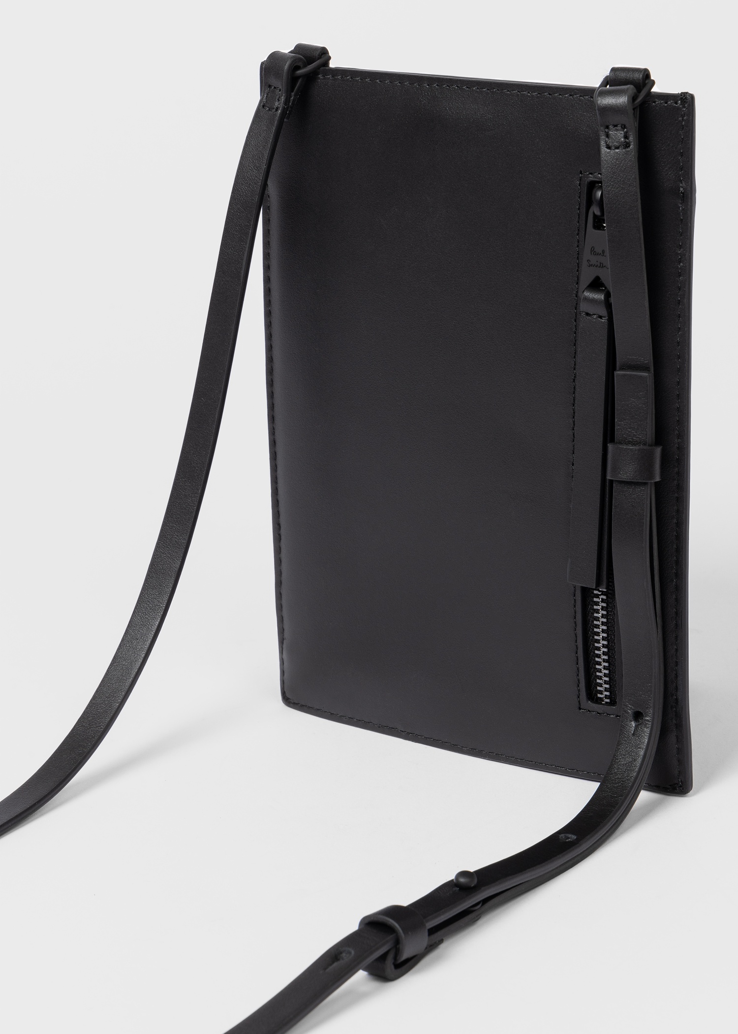 Black Leather 'Signature Stripe Block' Cross-Body Bag - 2