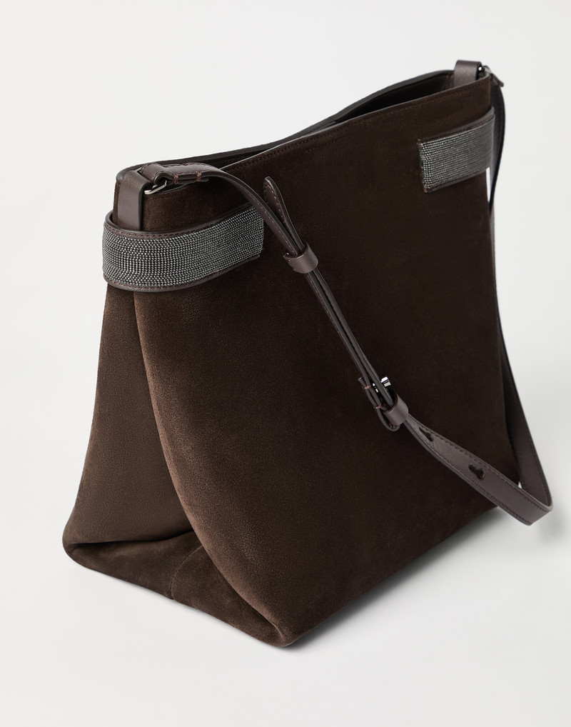 Essence bucket bag in suede with precious bands 3