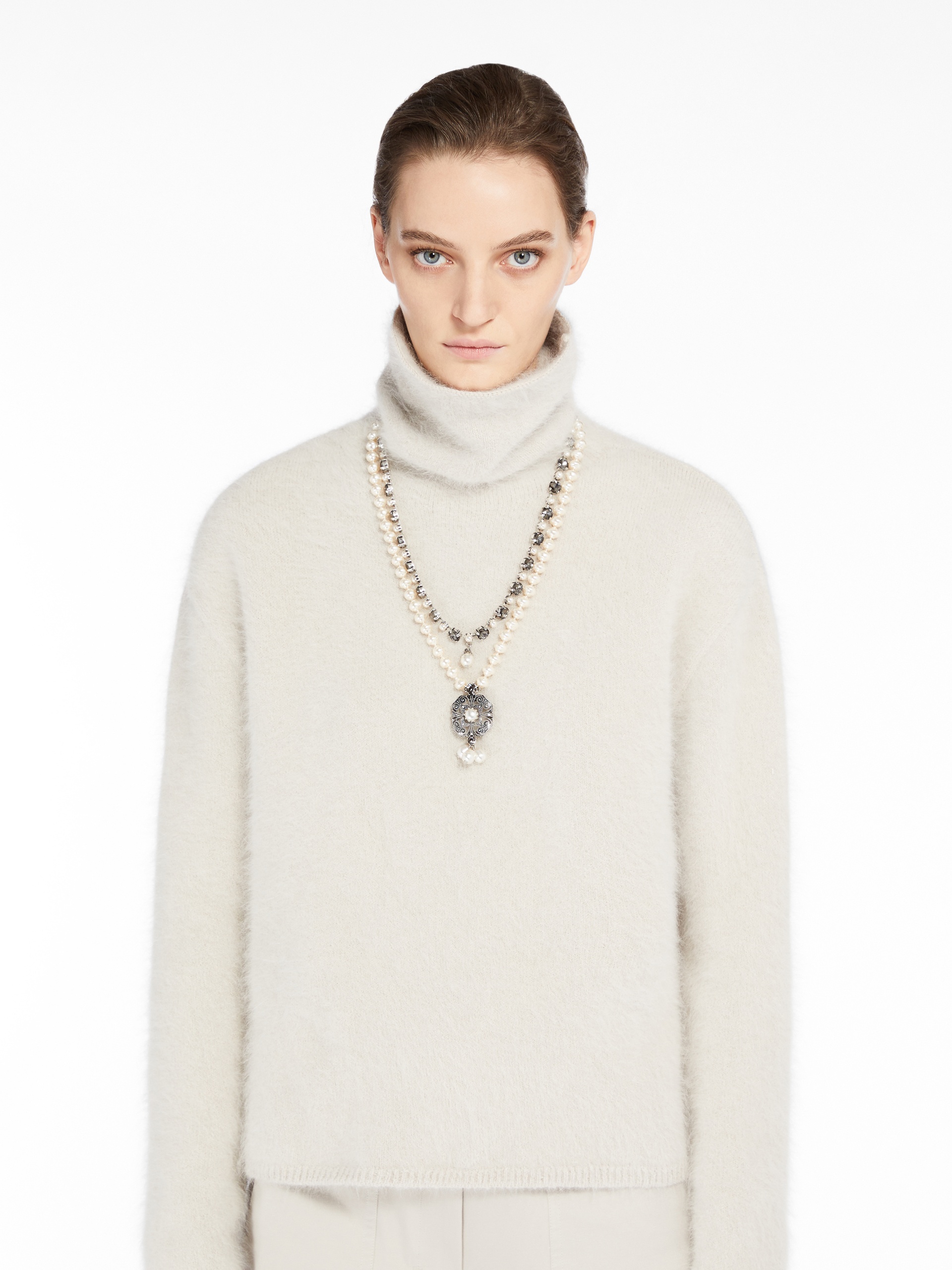 TARTUFO Pearl and chaton-adorned long necklace - 3