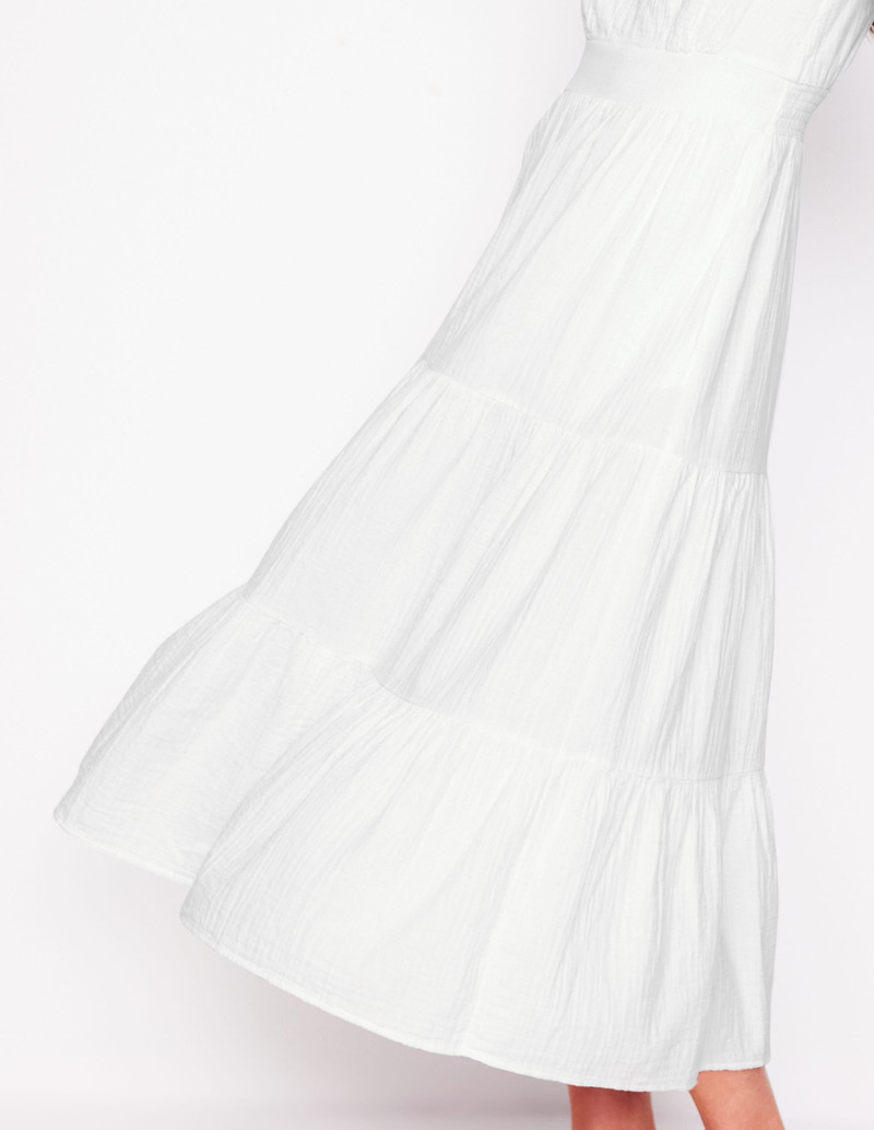 Anna Double Cloth Midi Dress-White 6
