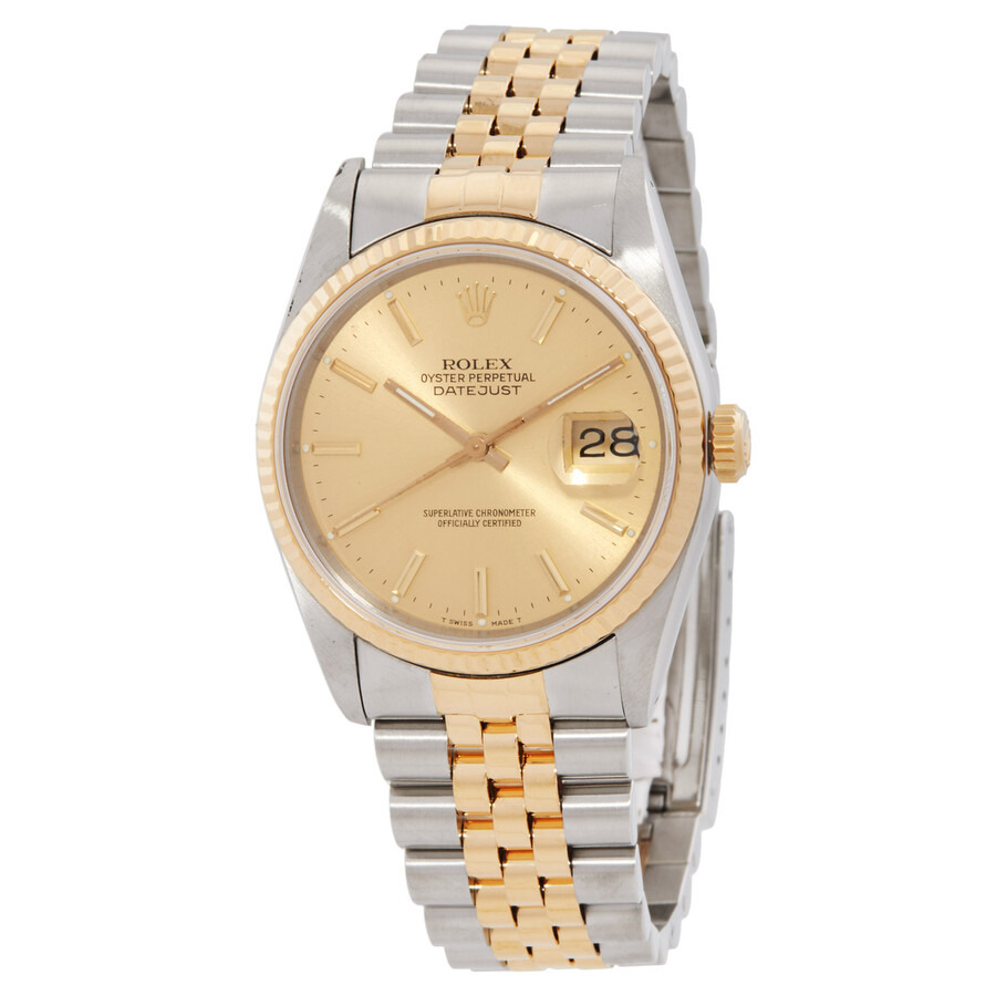 Pre-owned Pre-Owned Rolex Oyster Perpetual Datejust Two-Tone 18kt Gold and Steel Men's Watch 16233J - 1