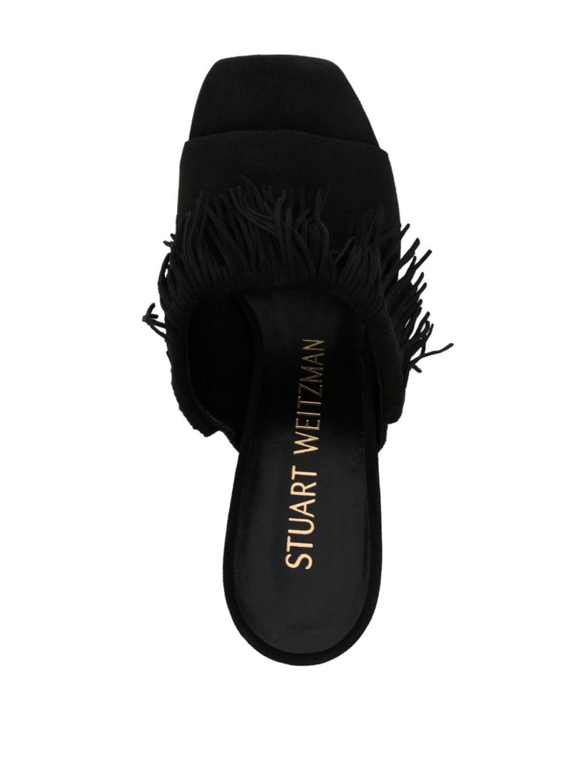 Tia Fringe 100mm suede mules 4