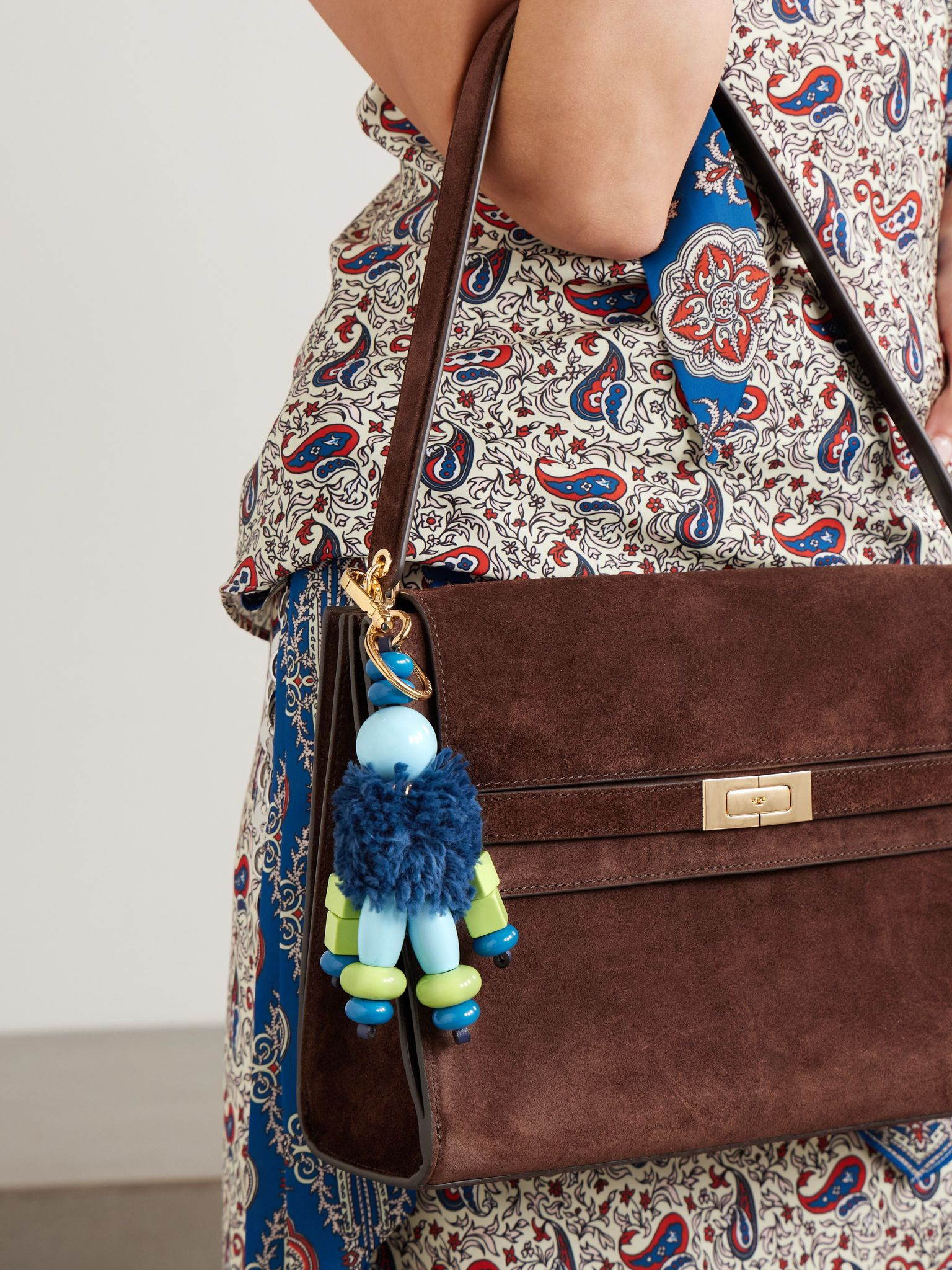 Little Man wool-blend, gold-tone and enamel bag charm Blue - 2