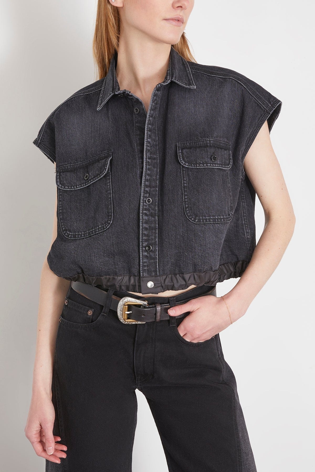 Denim Shirt in Black - 3