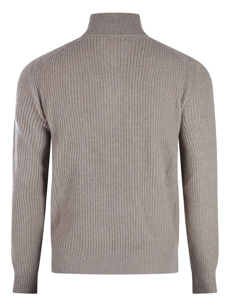 LARDINI high-collar zip-up sweater outlook