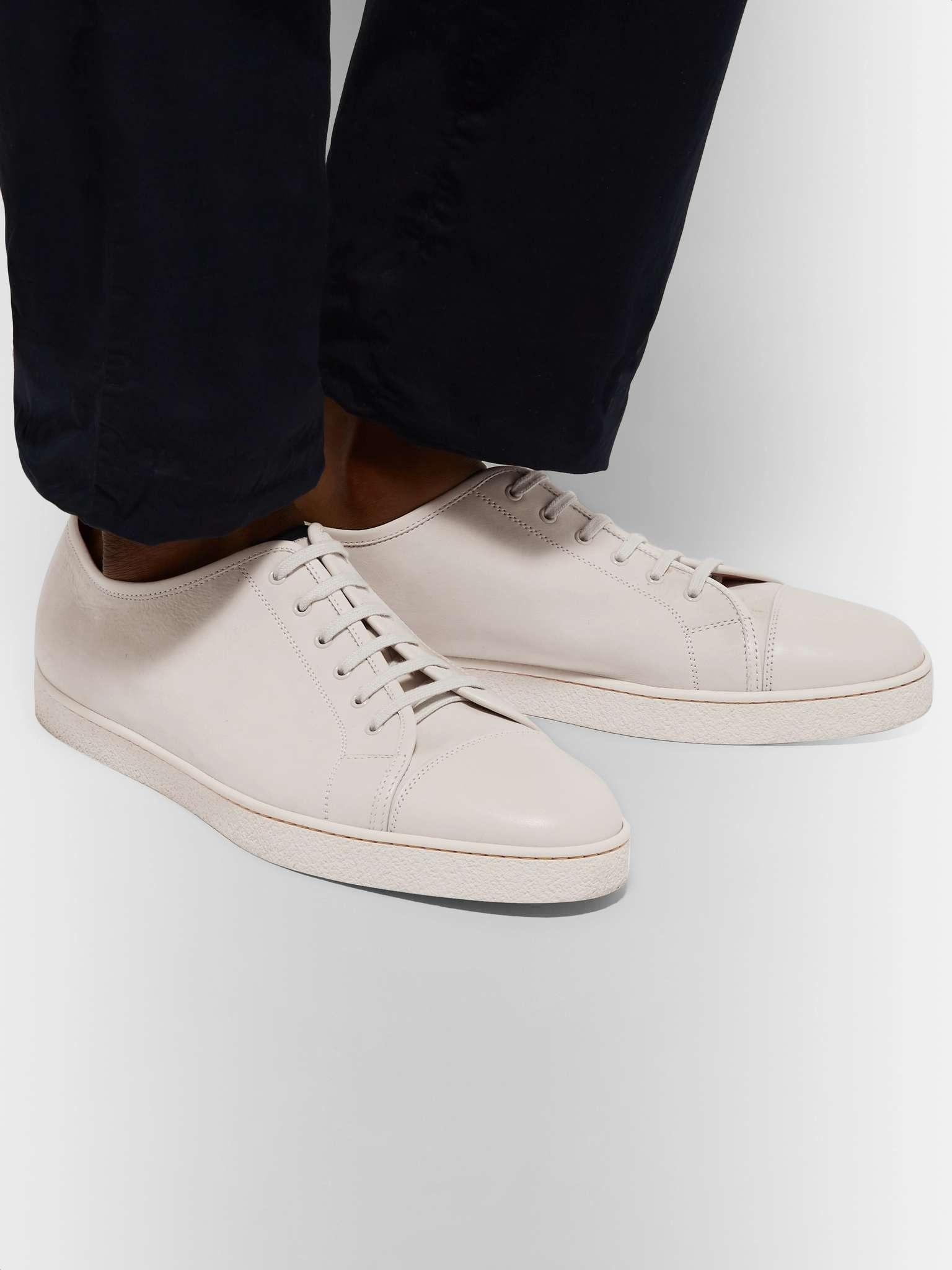 Levah Cap-Toe Brushed-Leather Sneakers - 2