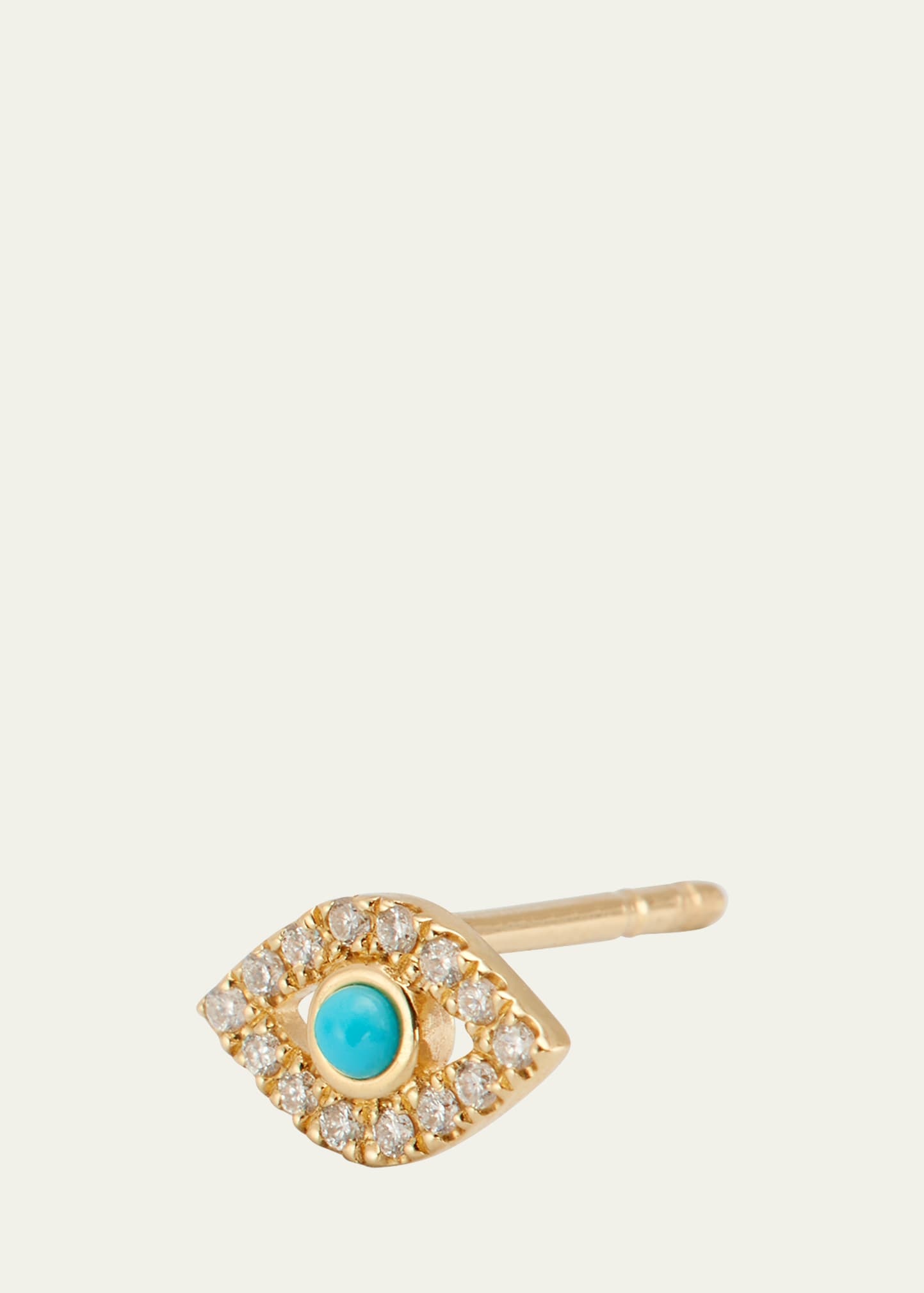 Small Turquoise Cabochon & Diamond Evil Eye Single Earring - 3