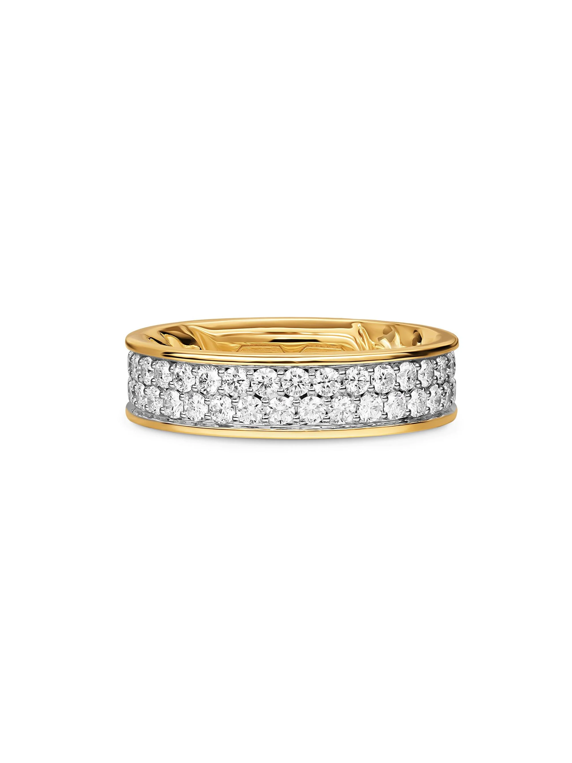 Men's Streamline Band Ring in 18K Yellow Gold - Diamond - 1
