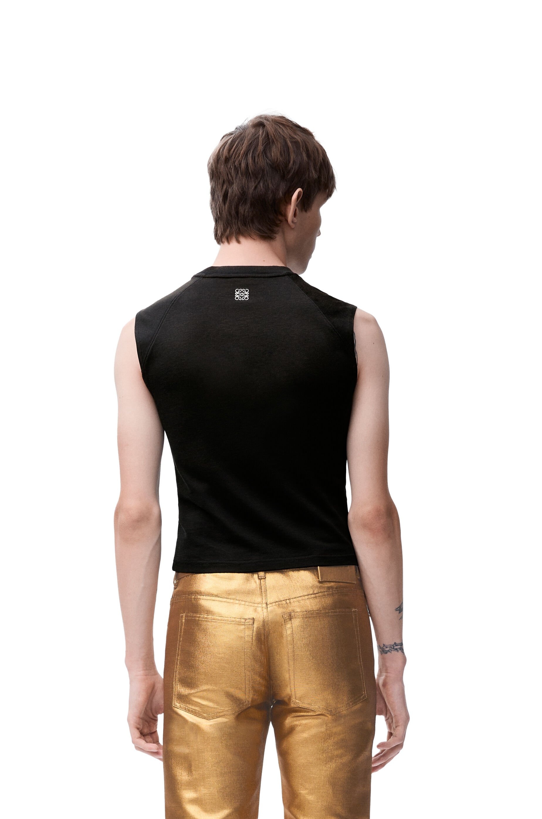 Sleeveless T-shirt in cotton and viscose - 4