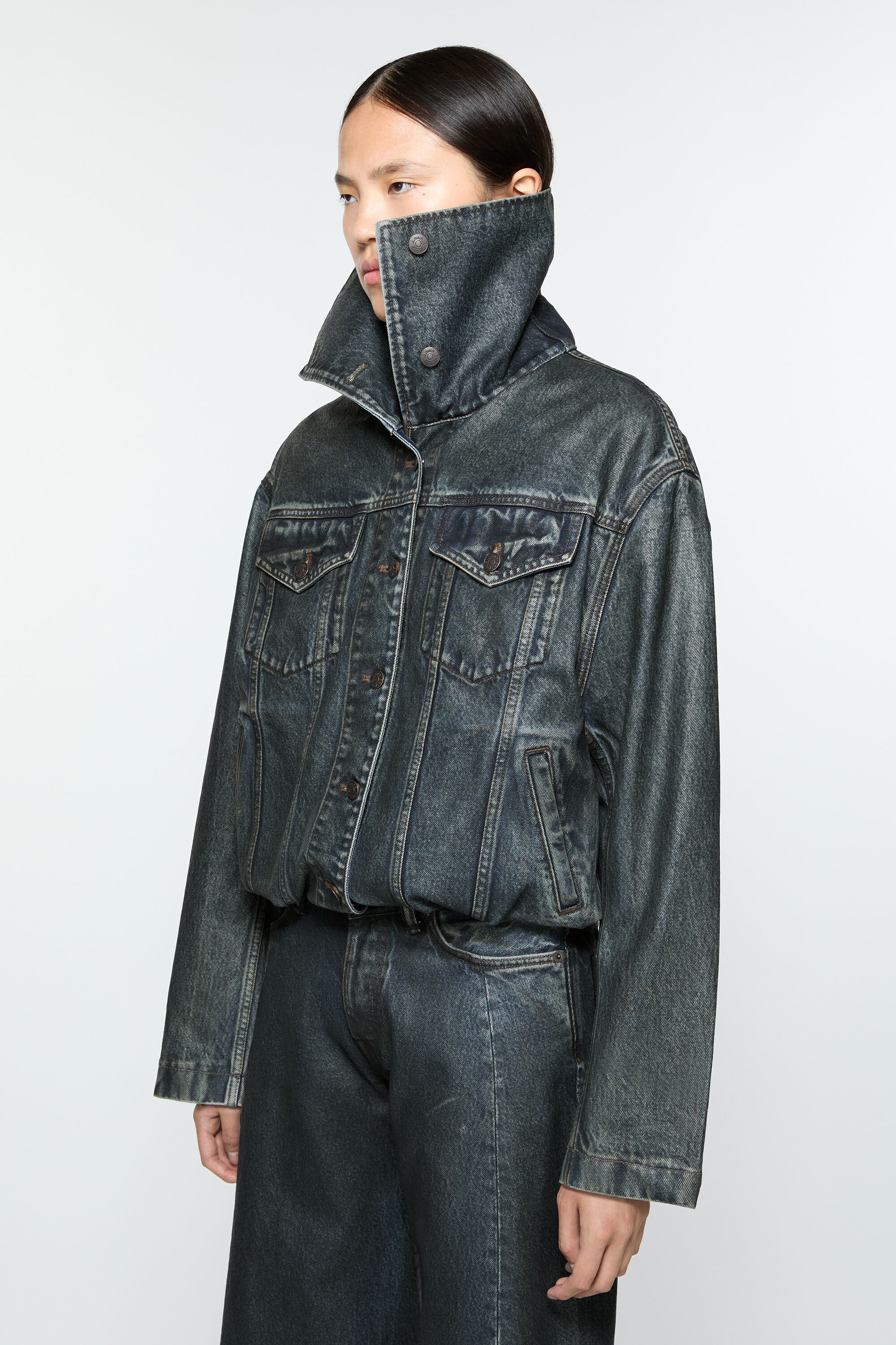 Coated denim jacket - Black/mid blue - 3