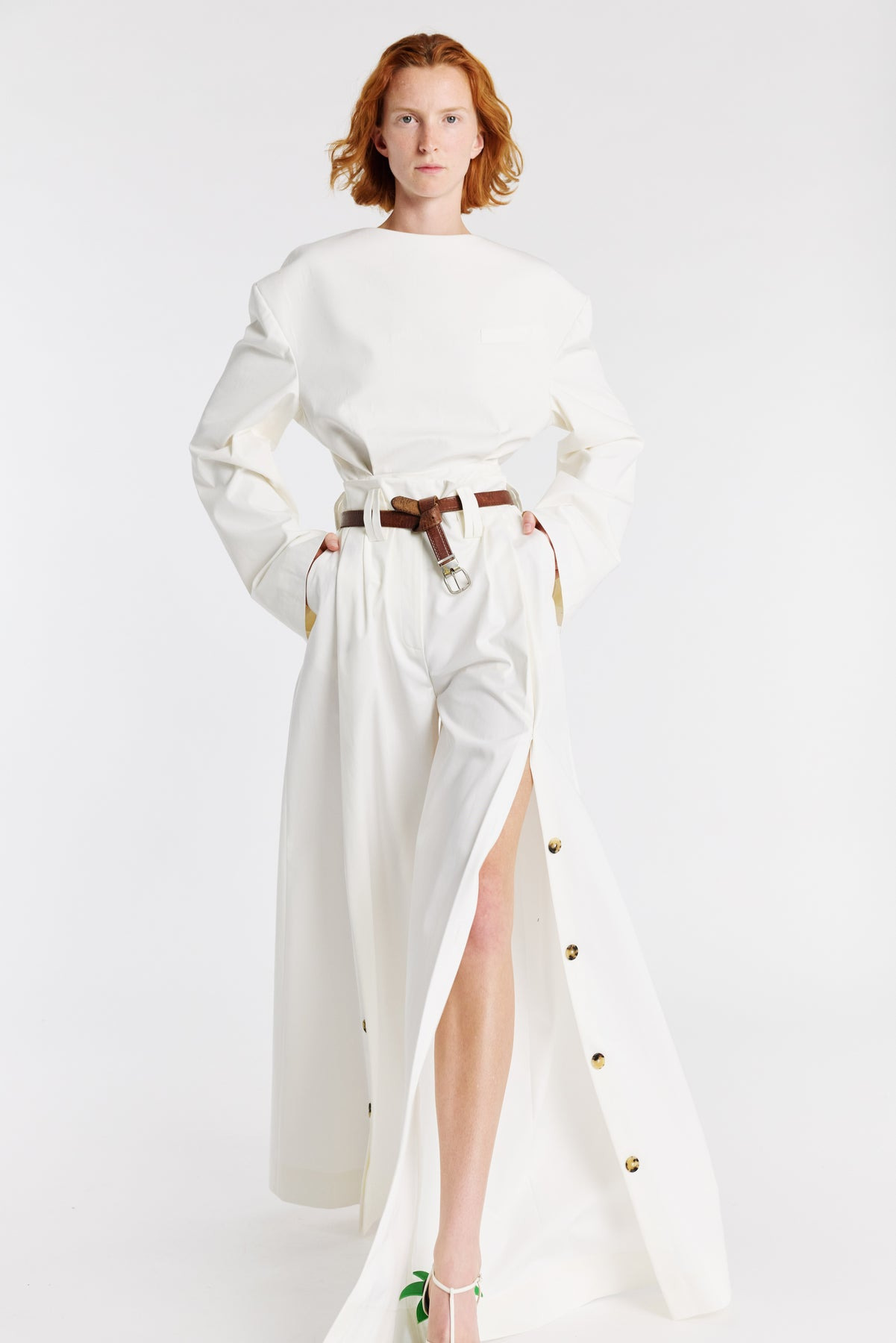 FULL SPLIT WIDE LEG PANTS WHITE - 5