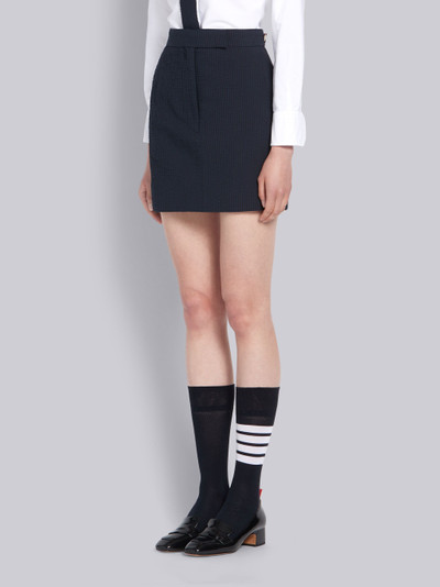 Thom Browne Navy Wool Seersucker Classic Mini Skirt outlook